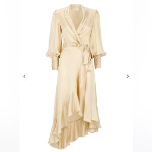 Zimmermann Belted Silk Wrap Midi Dress